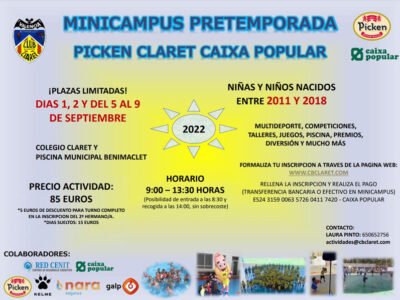 Abierta la inscripción para el MINICAMPUS PRETEMPORADA Caixa Popular 2022